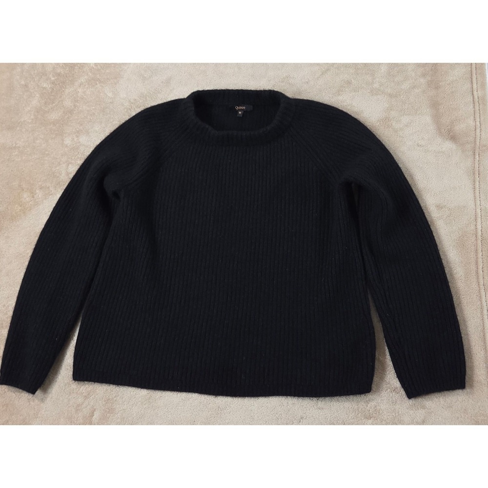 Quince Mongolian Fisherman Sweater Womens M Black 100% Cashmere SHWDC01